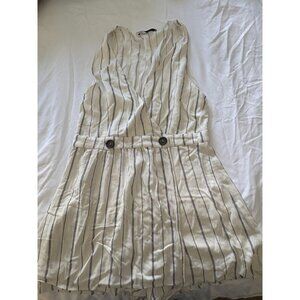 Pull & Bear Striped Surplice Romper - Cream/Navy - Size M